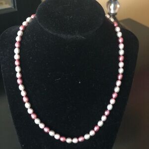 Elegant Pink and White Cultured Pearl Necklace